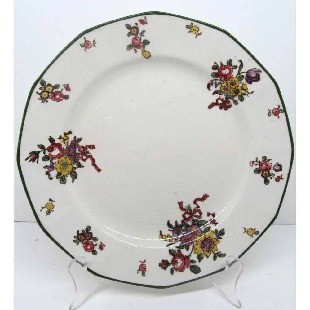 Royal Doulton Old Leeds Spray  Salad Plate  3 Luncheon Plates & 4  Bread Plates